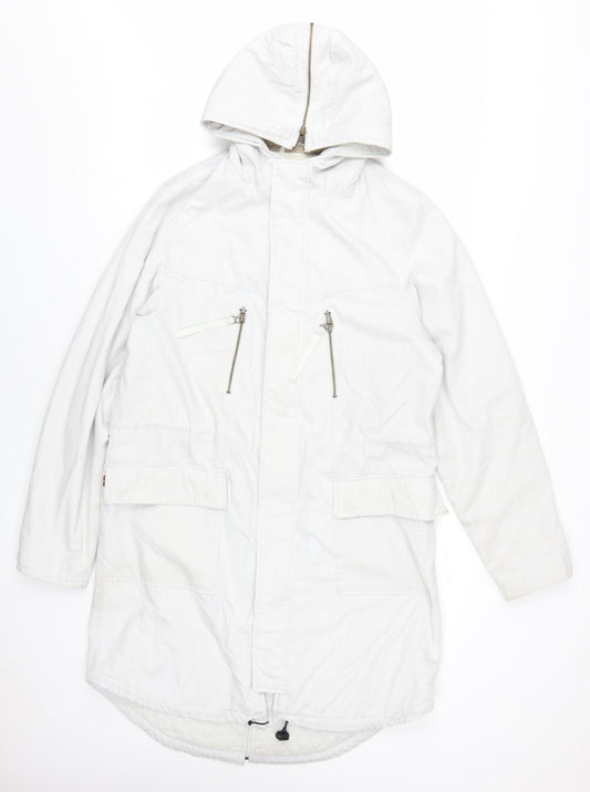 Levi's Women's White Hooded Parka Size L