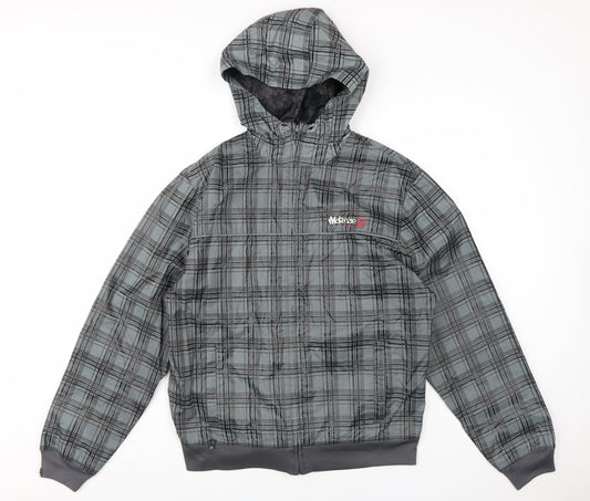 McKenzie Men's Grey Bomber Jacket, Medium, Hooded Check Style