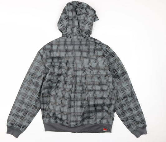 McKenzie Men's Grey Bomber Jacket, Medium, Hooded Check Style