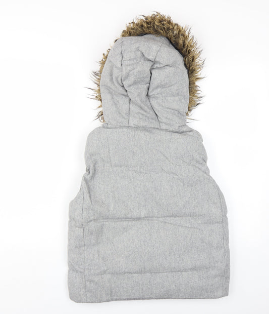 Gap Men's Grey Hooded Puffer Jacket, Size M, Winter