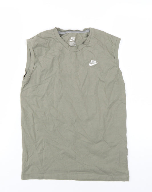 Nike Unisex Green Sleeveless Basic Crew Neck Top - S