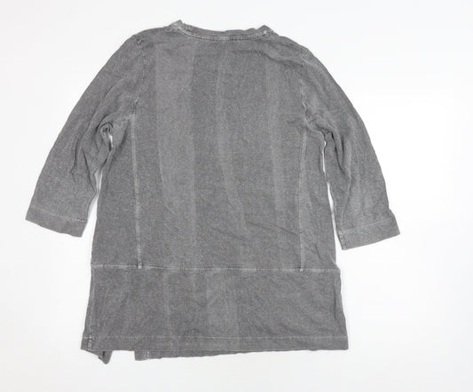 Womens UK Size 14 Poetry Grey Hemp Blend Blouse