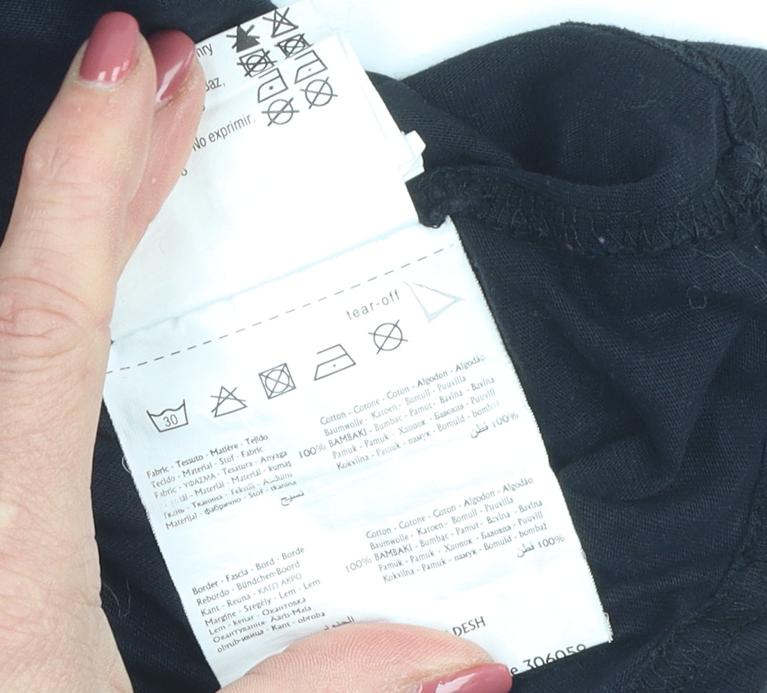 Champion Boys Black Casual T-Shirt, 13-14 Years, Logo Accent