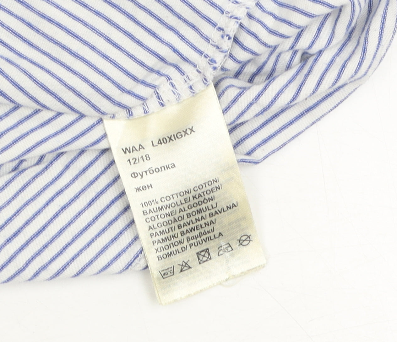 Lee Unisex White Striped Ringer T-Shirt L Casual
