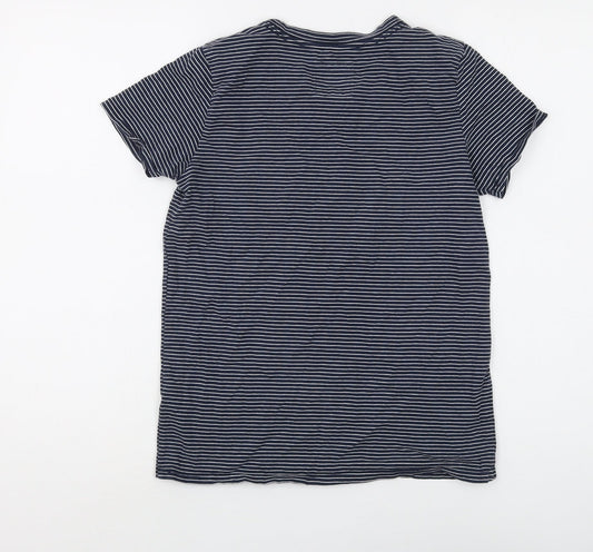 Hollister Women's Blue Striped T-Shirt, XS, Casual Wear