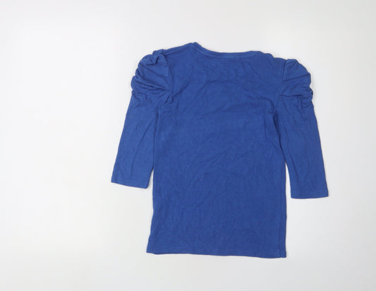 Womens UK Size S Stradivarius Blue Viscose Blend T-Shirt