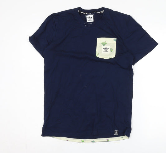 Unisex Adultss UK Size S adidas Blue Cotton T-Shirt