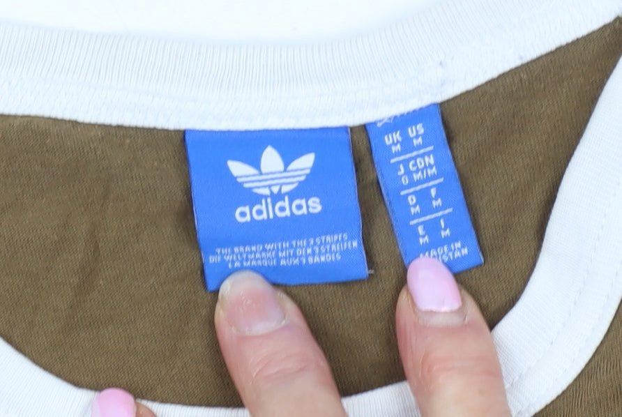 Adidas Unisex Brown T-Shirt, Size M, Crew Neck