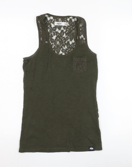 Superdry Women's Olive Lace Tank, 2XS - Casual Summer Basic