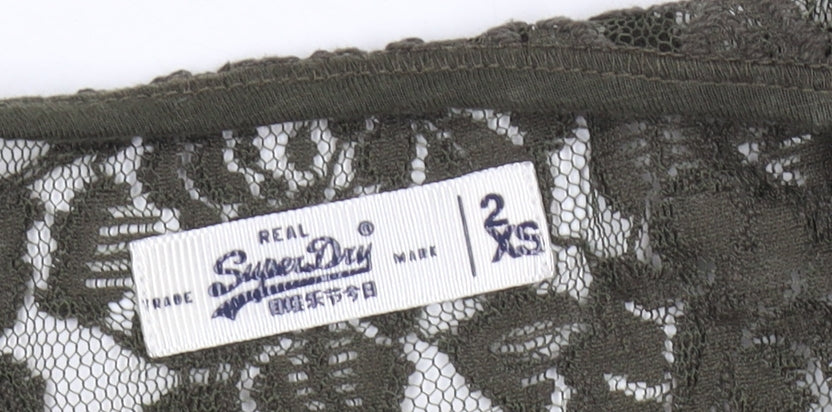 Superdry Women's Olive Lace Tank, 2XS - Casual Summer Basic