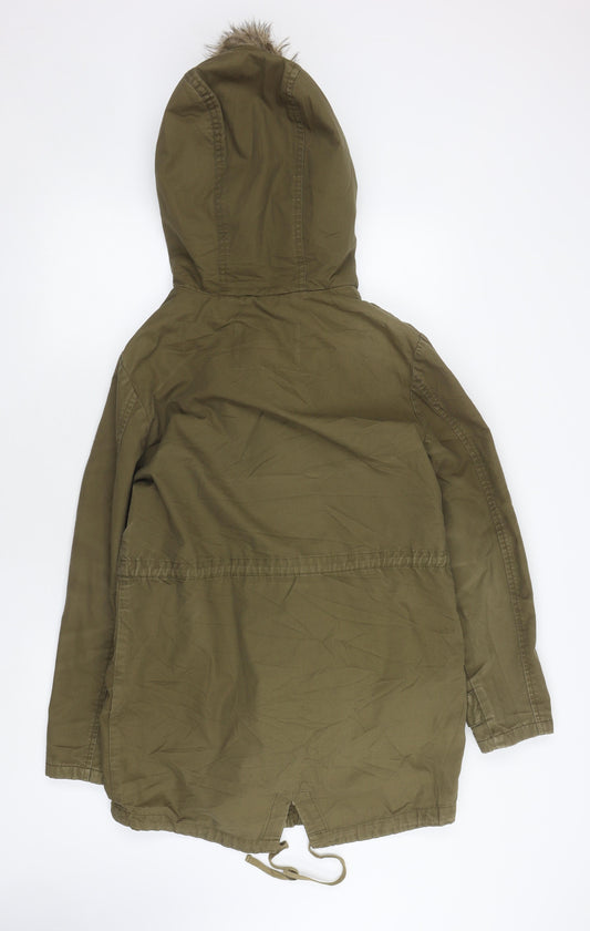 Jack Wills Women's Green Parka Jacket, Size 8