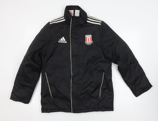 Adidas Boys Black Puffer Jacket Lined Winter Coat Size L