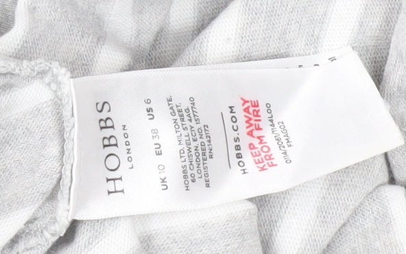 Hobbs Women Grey Striped T-Shirt Size 10 Casual