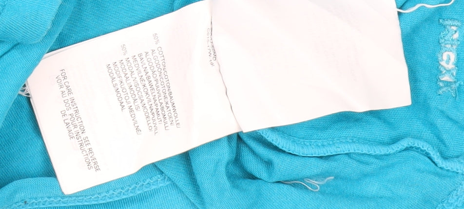 Brand and care label for Mexx Women Blue XS Basic T-Shirt Scoop Neck Casual