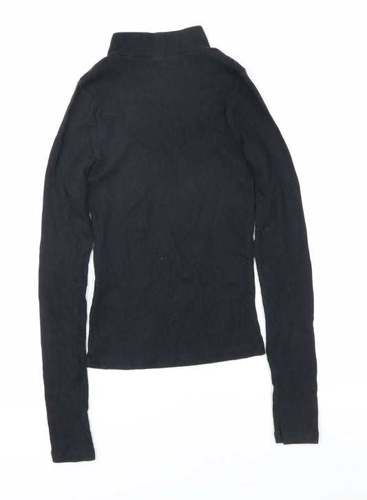 Hollister Womens Black Mock Neck Long Sleeve Top XS