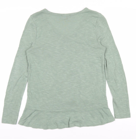 J.Crew Women's Green XS V-Neck Long Sleeve Tee
