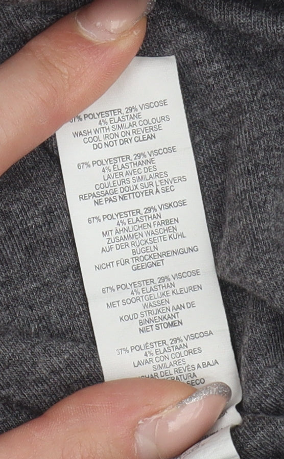 Brand and care label for I Saw It First Grey V-Neck Women's T-Shirt, size 10
