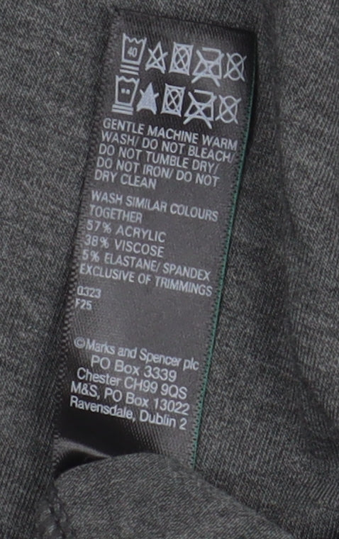 Brand and care label for Marks & Spencer Black Long Sleeve Basic T-Shirt