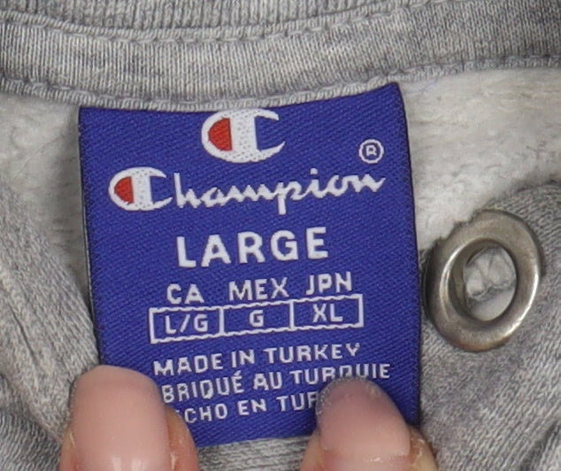 Champion Unisex Grey Pullover Hoodie L Cotton