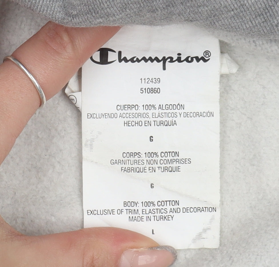 Champion Unisex Grey Pullover Hoodie L Cotton