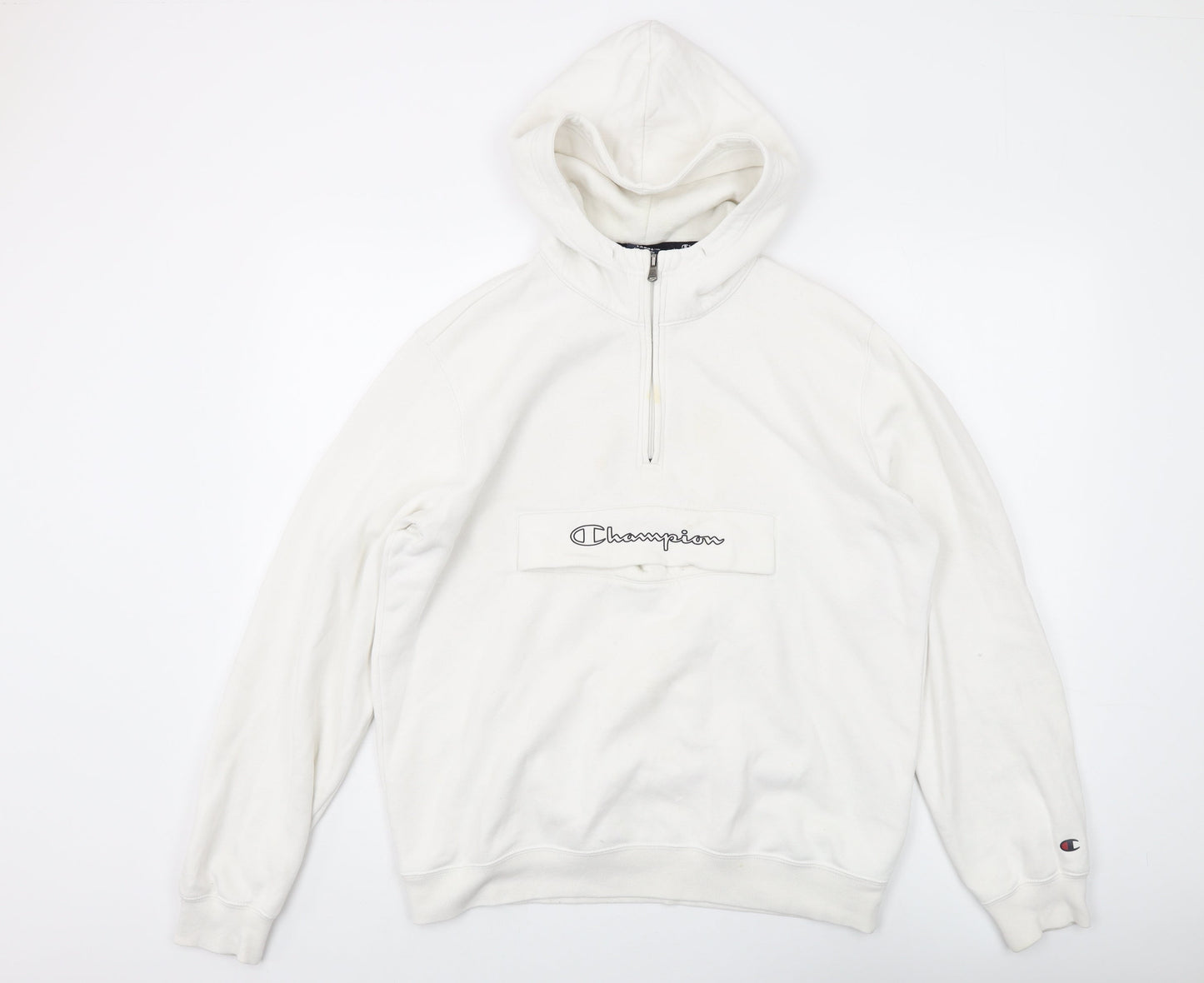 Champion Unisex White Hoodie - L - Comfortable and Stylish