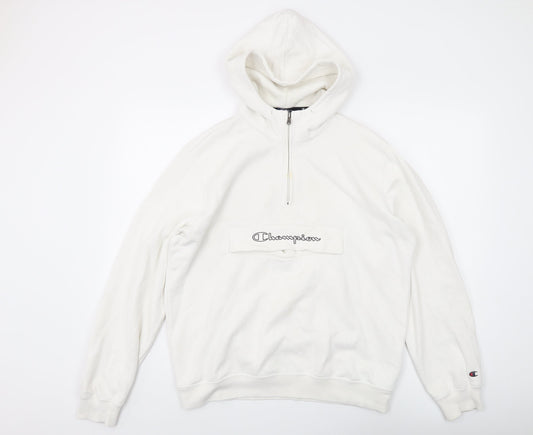 Champion Unisex White Hoodie - L - Comfortable and Stylish