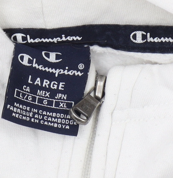 Champion Unisex White Hoodie - L - Comfortable and Stylish