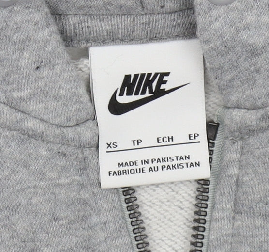 Nike Men's Grey Full Zip Hoodie XS with Hood & Logo