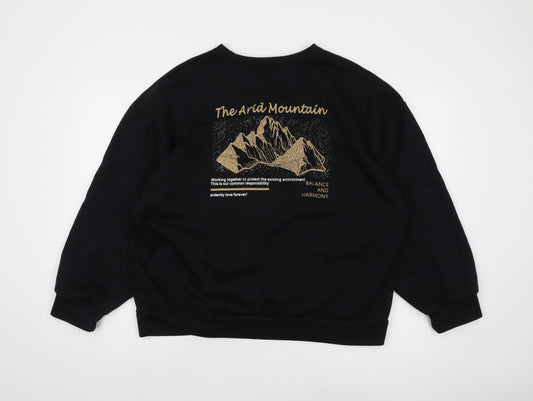 Dazy Unisex Black Graphic Print Pullover Sweatshirt M