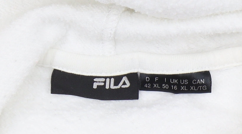 Brand and care label for Fila Women's White XL Pullover Hoodie with Pockets