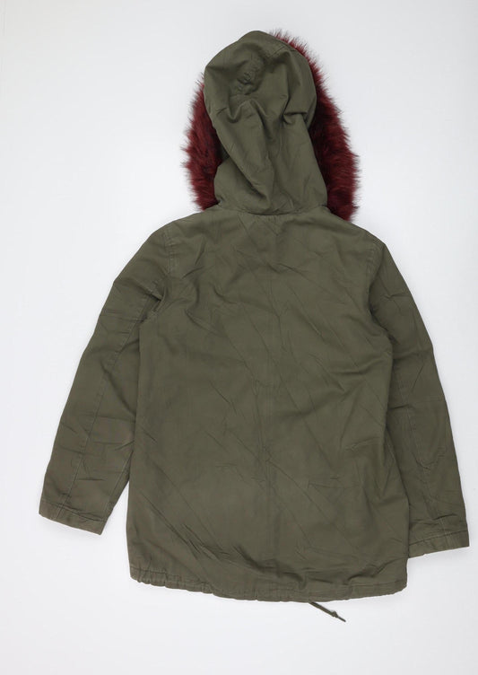 New Look Women's Green Parka Jacket, Size 8, Hooded