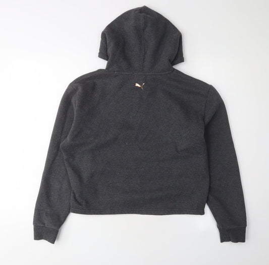 Puma Women's Grey Pullover Hoodie, XS, Logo Accents
