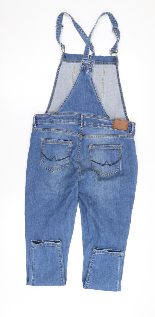 SuperDry Women's Blue Distressed Denim Overalls