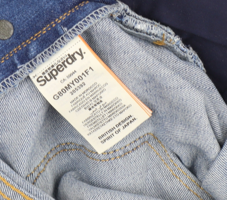 SuperDry Women's Blue Distressed Denim Overalls