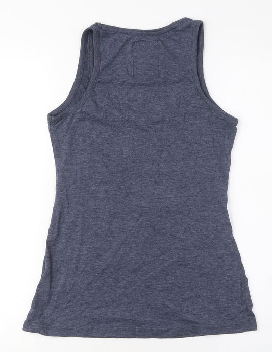 Superdry Women's Blue Cotton Tank, Size 2XS, Casual Slim Fit