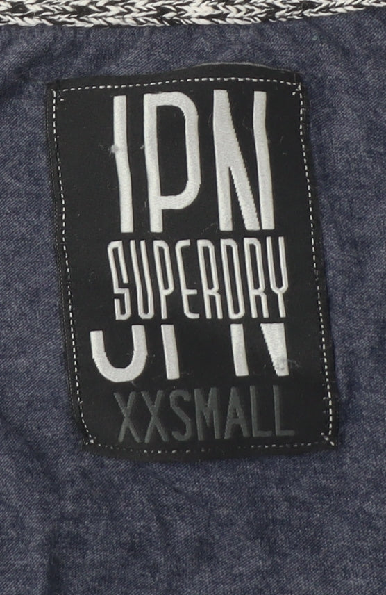 Superdry Women's Blue Cotton Tank, Size 2XS, Casual Slim Fit