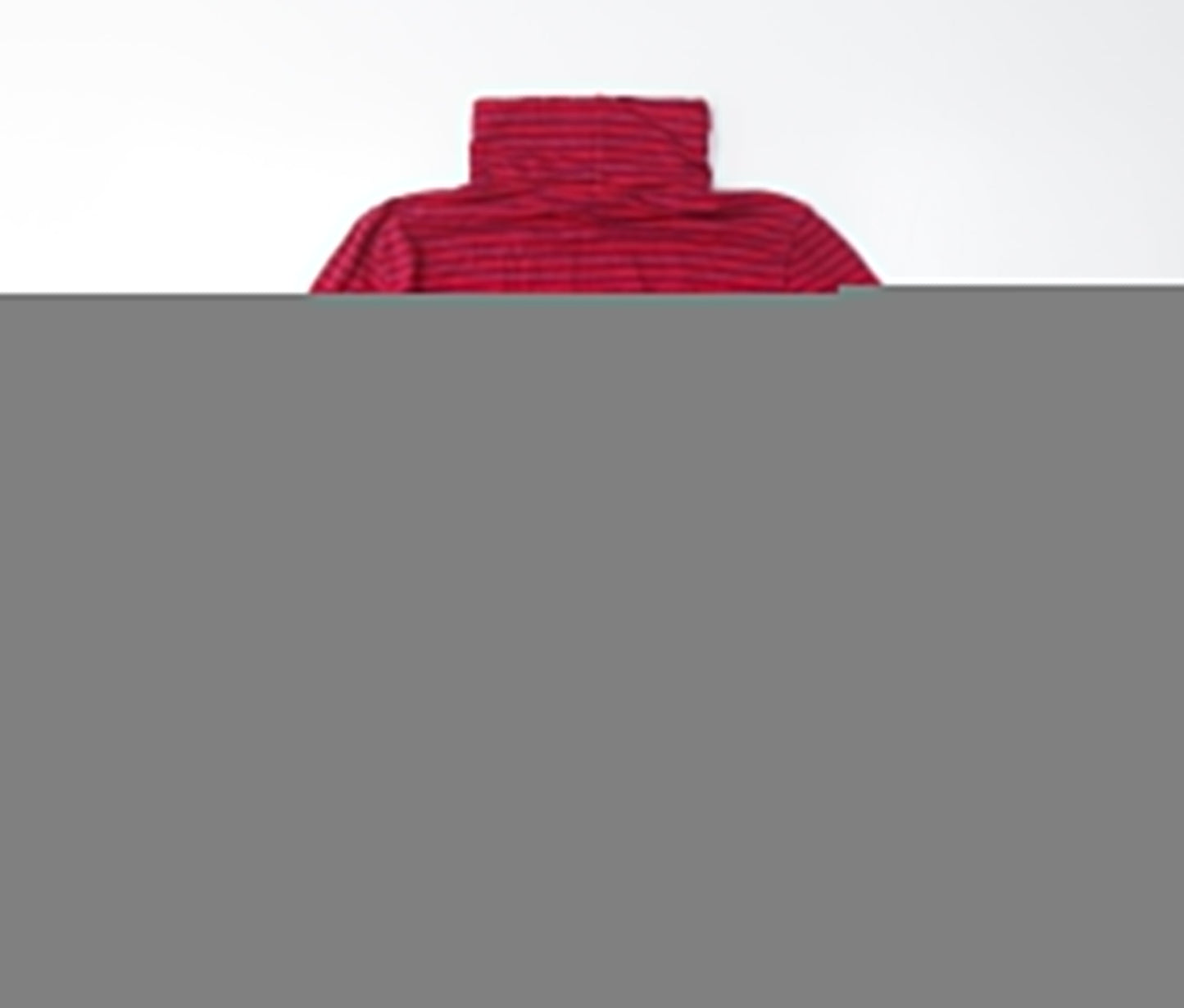 Lands' End Women's Red Mock Neck Striped T-Shirt M