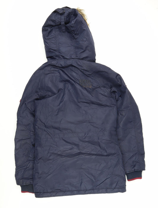 Superdry Women's Blue Parka Jacket XS Hooded