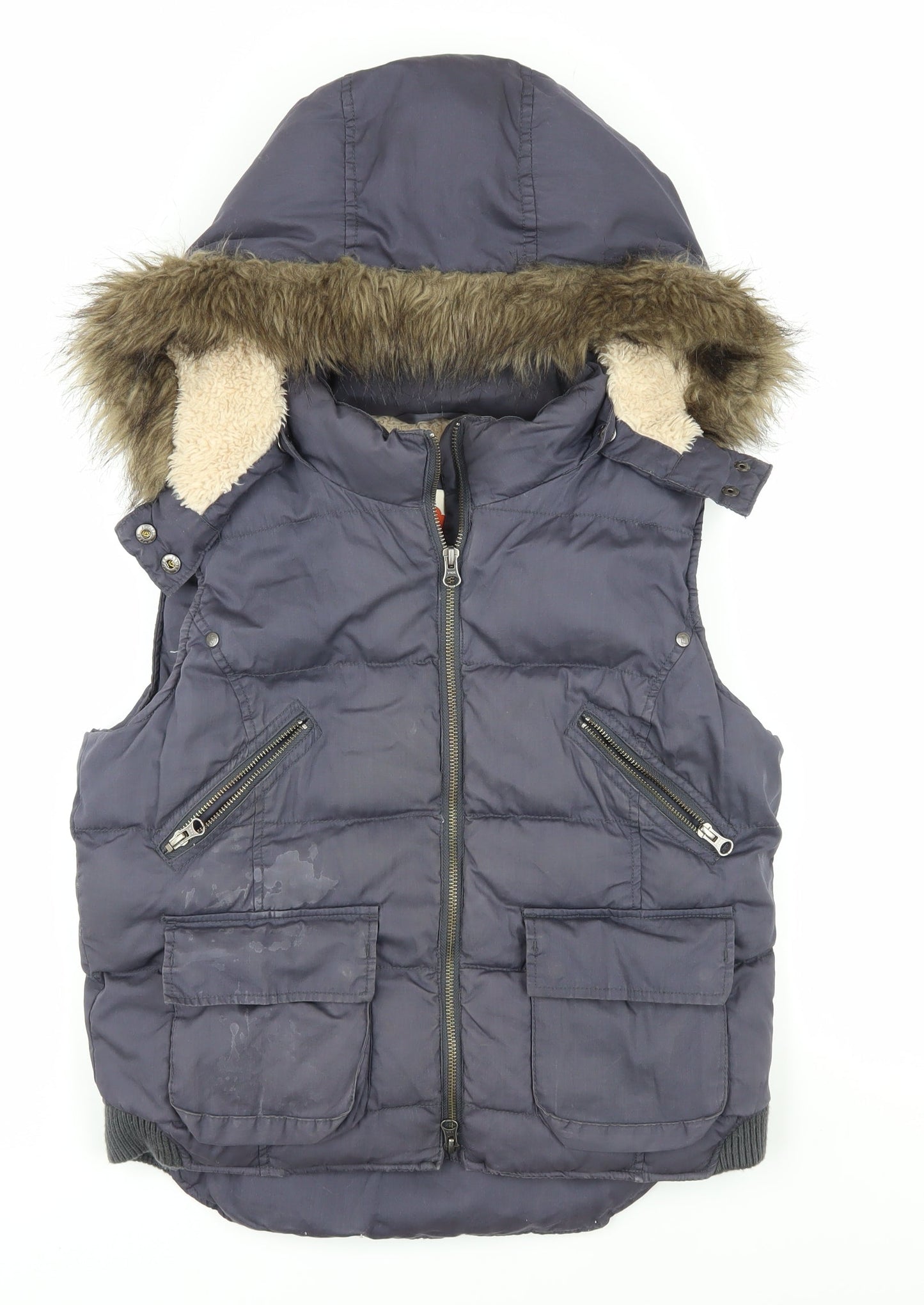 White Stuff Women's Blue Puffer Waistcoat Size 12