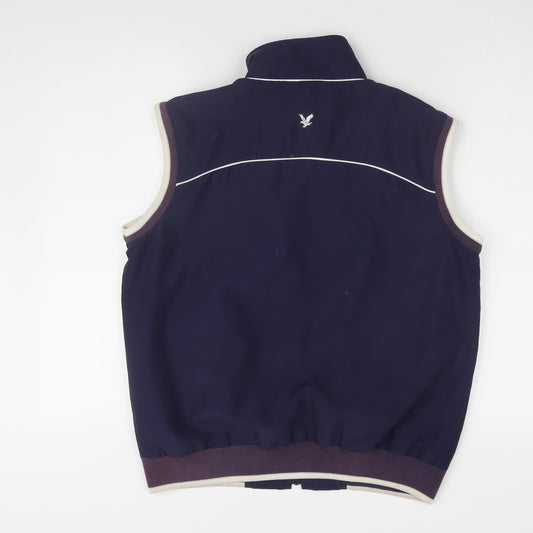 Lyle & Scott Men's Blue Medium Waistcoat with Zipped Pockets