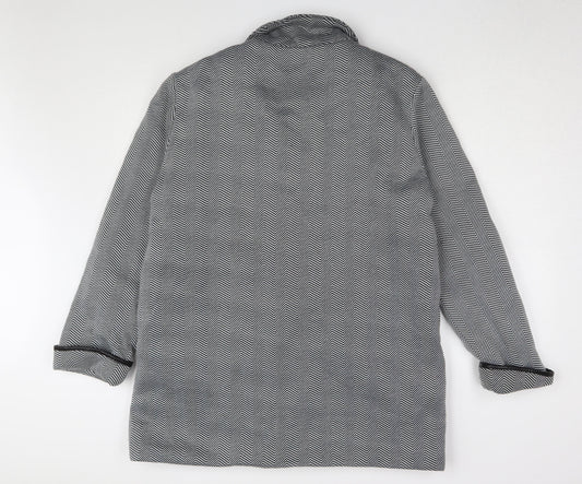 Anne de Lancay Women's Black Long Coat Size 18 Herringbone Button