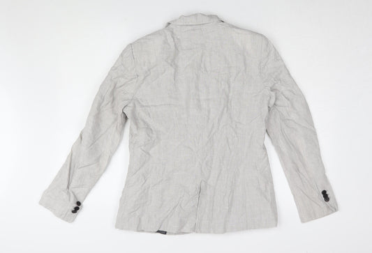 Zara Women's Grey Linen Blazer Size 14 Regular