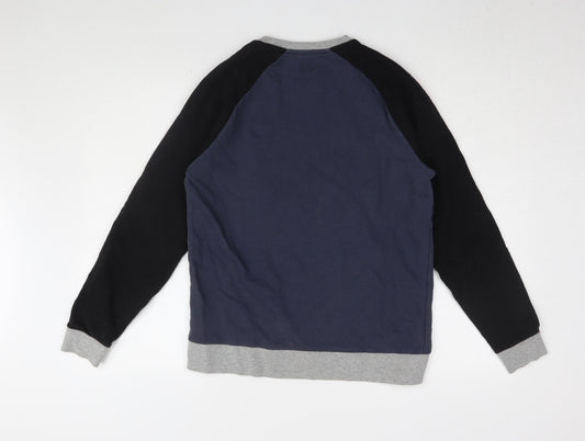ASOS Men's Blue & Black Cotton Crew Neck Sweatshirt M