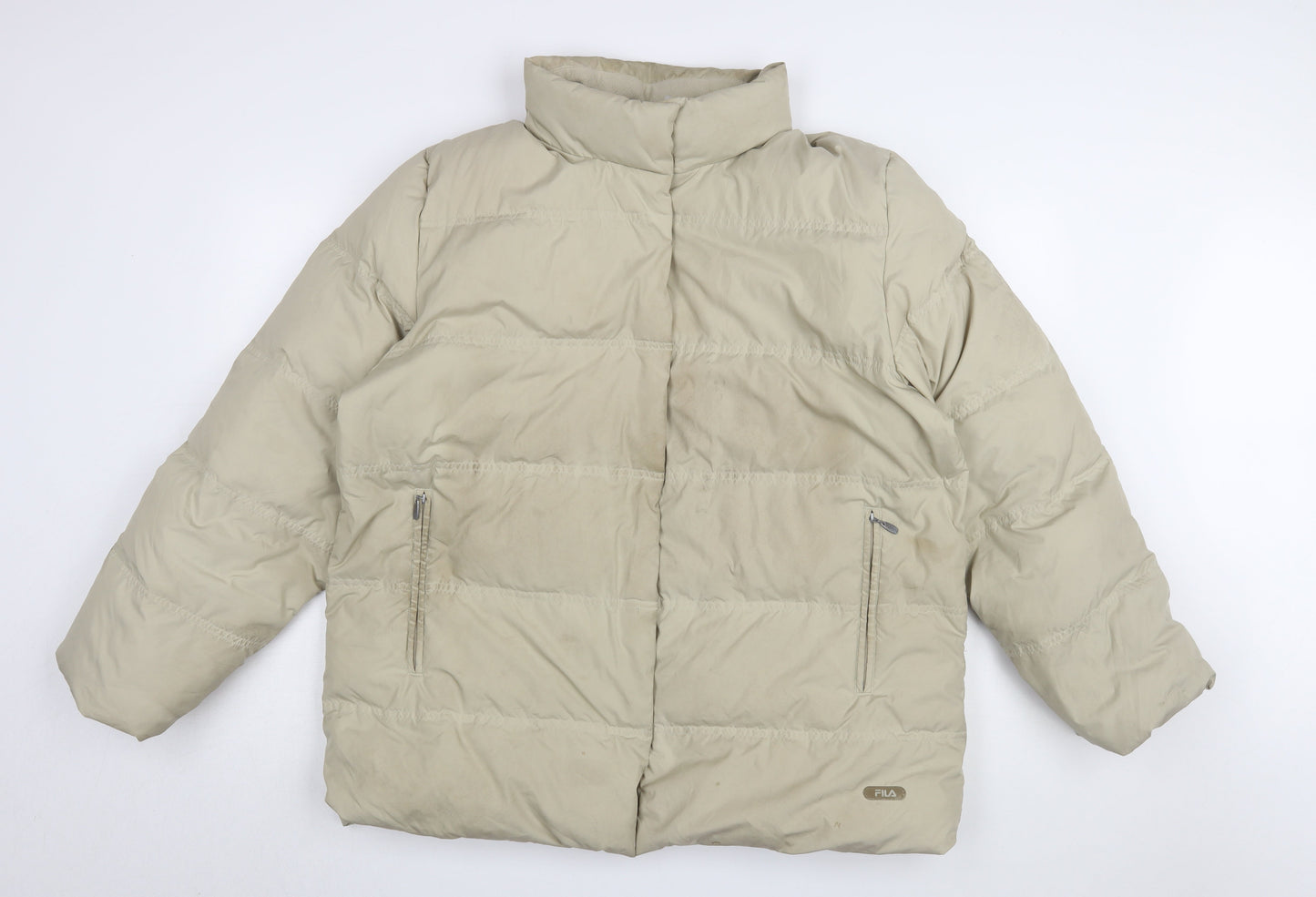 Fila Men's Beige XL Puffer Jacket with Zipped Pockets