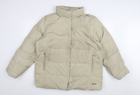 Additional front view of Fila Men's Beige XL Puffer Jacket with Zipped Pockets
