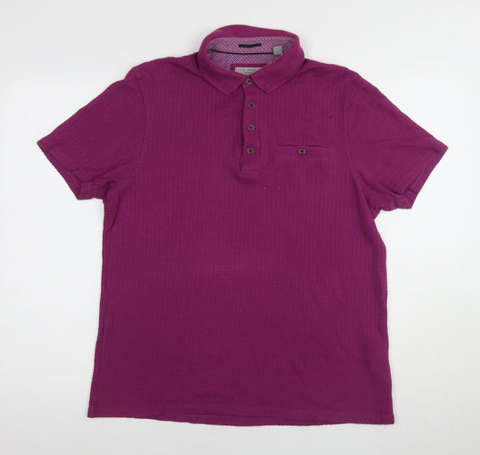 Ted Baker Men's Polo Purple L Cotton Blend Casual