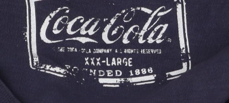Coca Cola Mens Blue Christmas Graphic 3XL T-Shirt