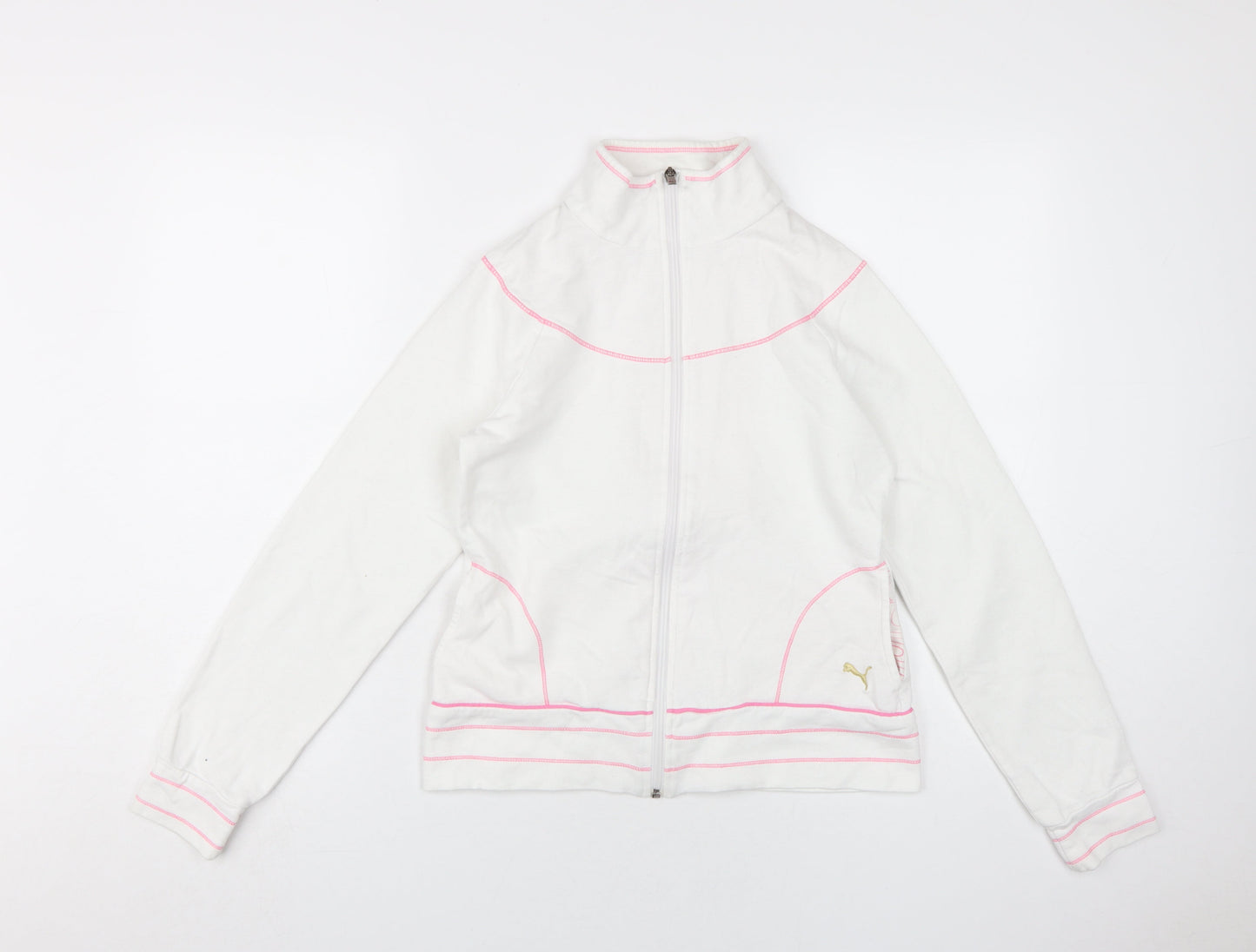 Puma Women's White Full Zip High Neck Sweatshirt UK 12