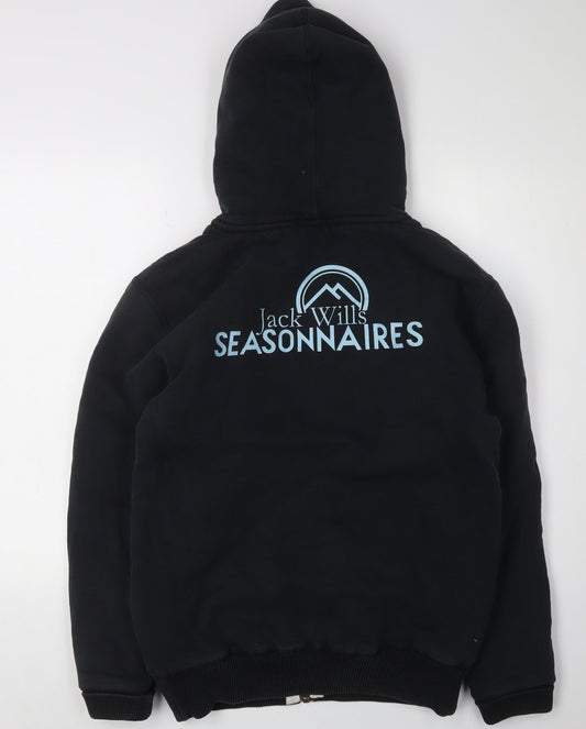 Jack Wills Men's Black Full Zip Hoodie Lined, Size S