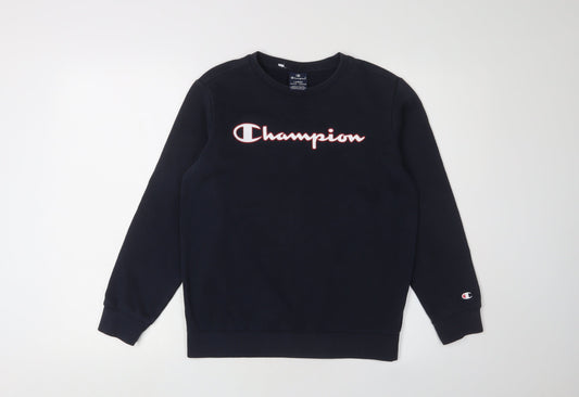 Champion Boys Black Logo Pullover Sweatshirt Large